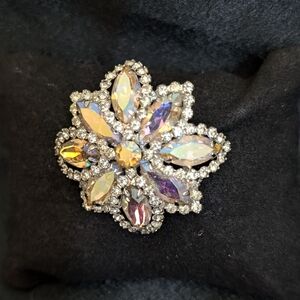 #96. Vintage Signed AB Weiss Crystal Flower Brooch